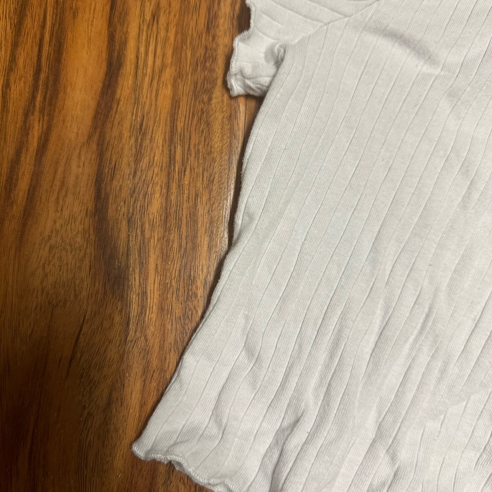 white cropped shirt, striped material